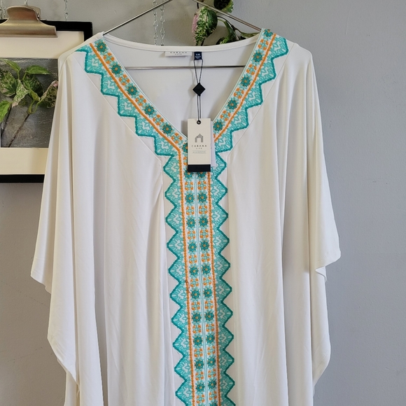 NEW Cabana Life Embroidered Pom Tassel Swim Cover Up S M - Picture 4 of 11